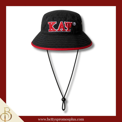 Kappa Alpha Psi Mesh Flex Fit ΚΑΨ Greek Letters Embroidered Bucket Hat with Drawstring-Black-Kappa Alpha Psi Paraphernalia-Kappa Alpha Psi Hats-Betty's Promos Plus