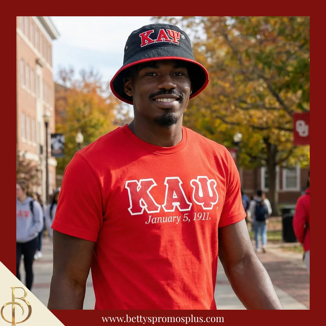 Kappa Alpha Psi Mesh Flex Fit ΚΑΨ Greek Letters Embroidered Bucket Hat with Drawstring-Kappa Alpha Psi Paraphernalia-Kappa Alpha Psi Hats-Betty's Promos Plus
