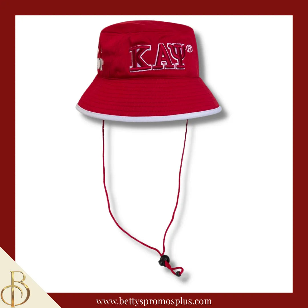 Kappa Alpha Psi Mesh Flex Fit ΚΑΨ Greek Letters Embroidered Bucket Hat with Drawstring-Kappa Alpha Psi Paraphernalia-Kappa Alpha Psi Hats-Betty's Promos Plus