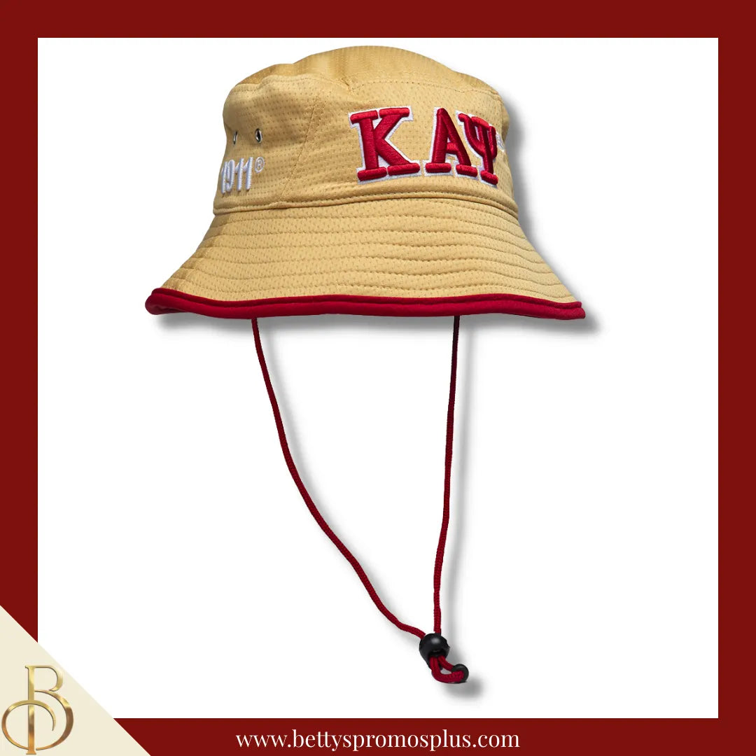 Kappa Alpha Psi Mesh Flex Fit ΚΑΨ Greek Letters Embroidered Bucket Hat with Drawstring-Kappa Alpha Psi Paraphernalia-Kappa Alpha Psi Hats-Betty's Promos Plus