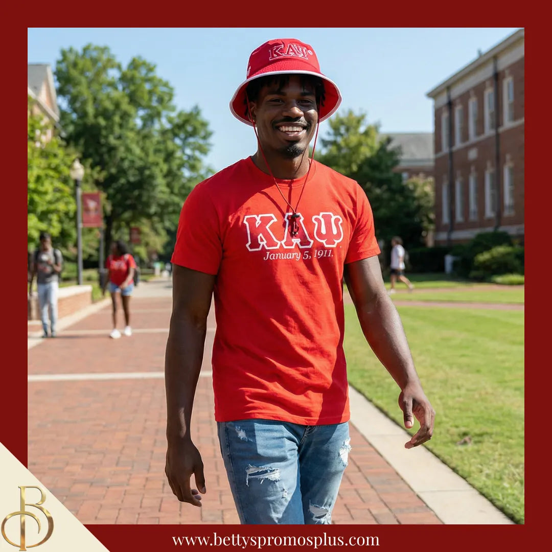 Kappa Alpha Psi Mesh Flex Fit ΚΑΨ Greek Letters Embroidered Bucket Hat with Drawstring-Kappa Alpha Psi Paraphernalia-Kappa Alpha Psi Hats-Betty's Promos Plus