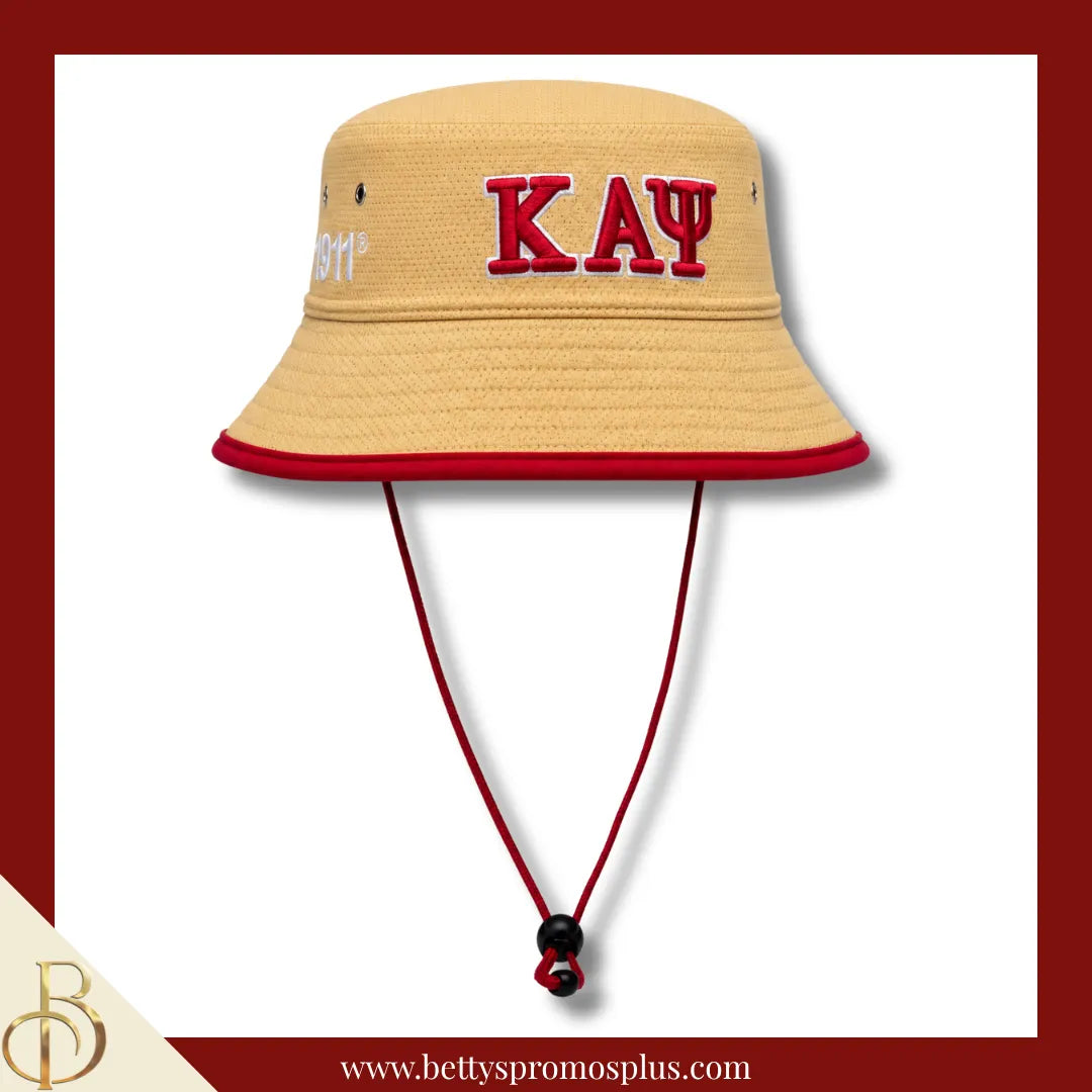 Kappa Alpha Psi Mesh Flex Fit ΚΑΨ Greek Letters Embroidered Bucket Hat with Drawstring-Khaki-Kappa Alpha Psi Paraphernalia-Kappa Alpha Psi Hats-Betty's Promos Plus