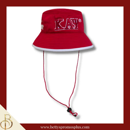 Kappa Alpha Psi Mesh Flex Fit ΚΑΨ Greek Letters Embroidered Bucket Hat with Drawstring-Red-Kappa Alpha Psi Paraphernalia-Kappa Alpha Psi Hats-Betty's Promos Plus
