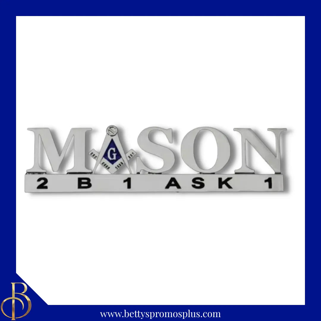 Mason 2B1ASK1 Chrome Car Badge Auto Emblem Sticker Decal-Masonic Paraphernalia-Masonic Auto Decal-Betty's Promos Plus