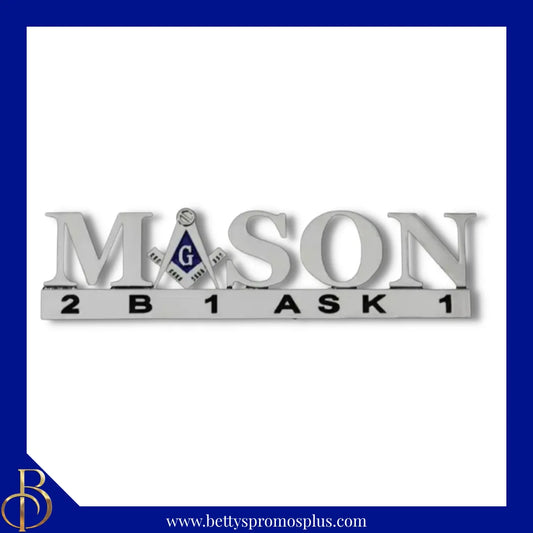 Mason 2B1ASK1 Chrome Car Badge Auto Emblem Sticker Decal-Masonic Paraphernalia-Masonic Auto Decal-Betty's Promos Plus
