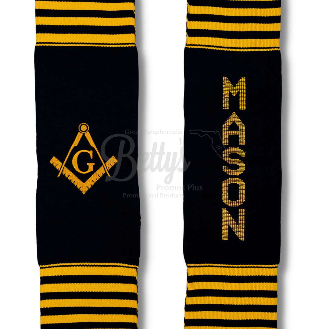 Mason Freemason Masonic Shield Kente Cloth Graduation Stole-Masonic Paraphernalia-Masonic Graduation Stole-Betty's Promos Plus