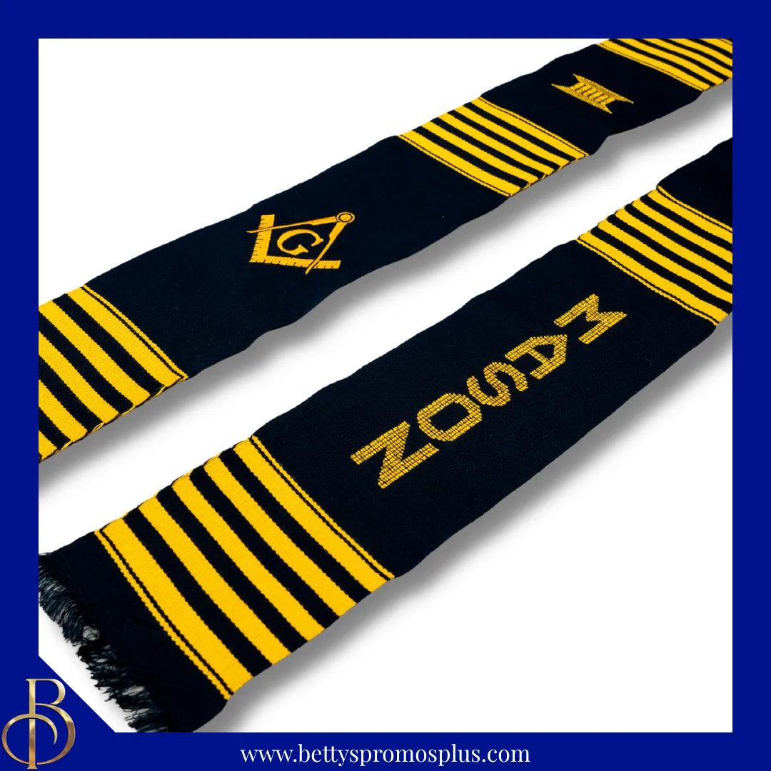Mason Freemason Masonic Shield Kente Cloth Graduation Stole-Masonic Paraphernalia-Masonic Graduation Stole-Betty's Promos Plus