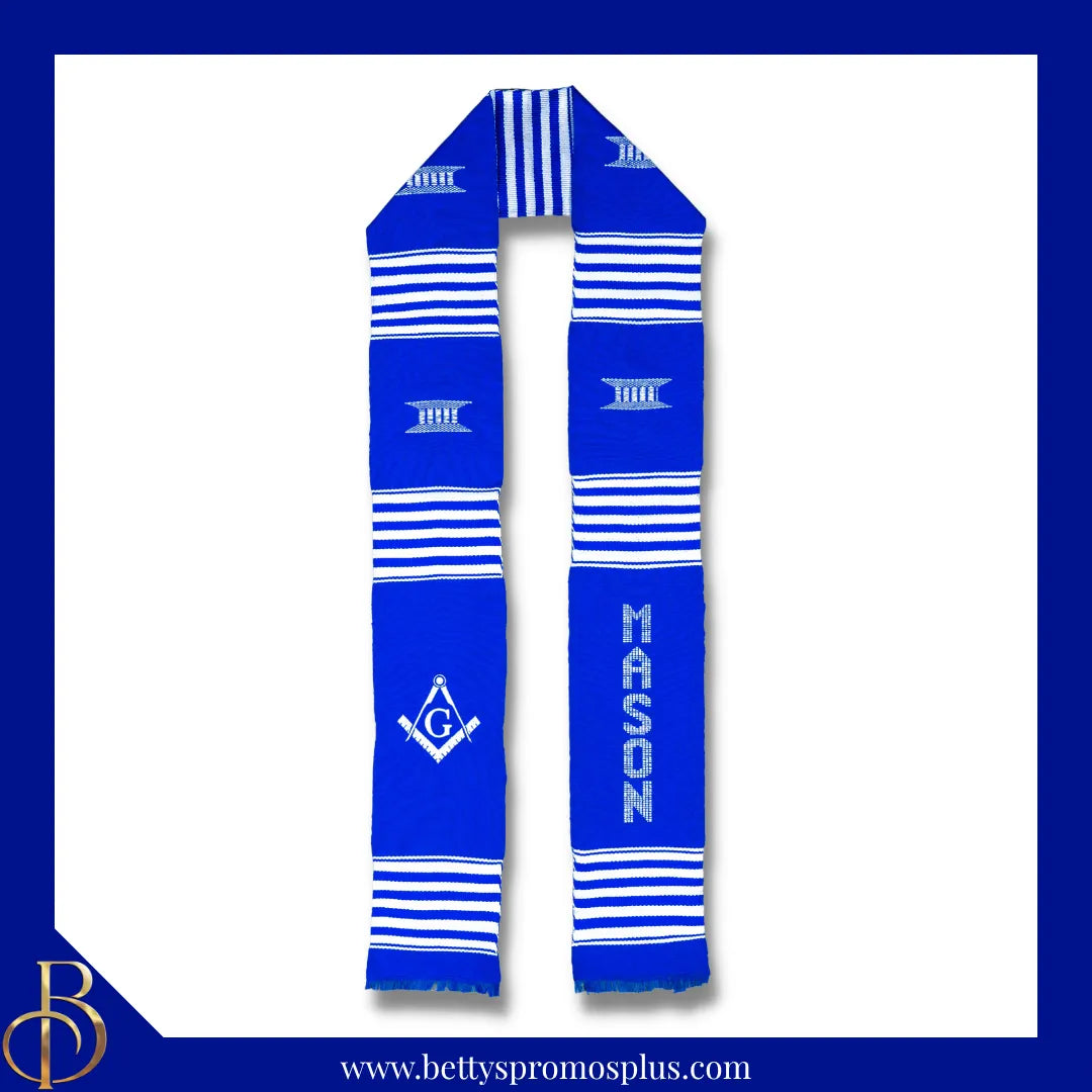 Mason Freemason Masonic Shield Kente Cloth Graduation Stole-Masonic Paraphernalia-Masonic Graduation Stole-Betty's Promos Plus