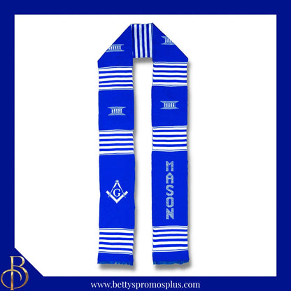 Mason Freemason Masonic Shield Kente Cloth Graduation Stole-Masonic Paraphernalia-Masonic Graduation Stole-Betty's Promos Plus