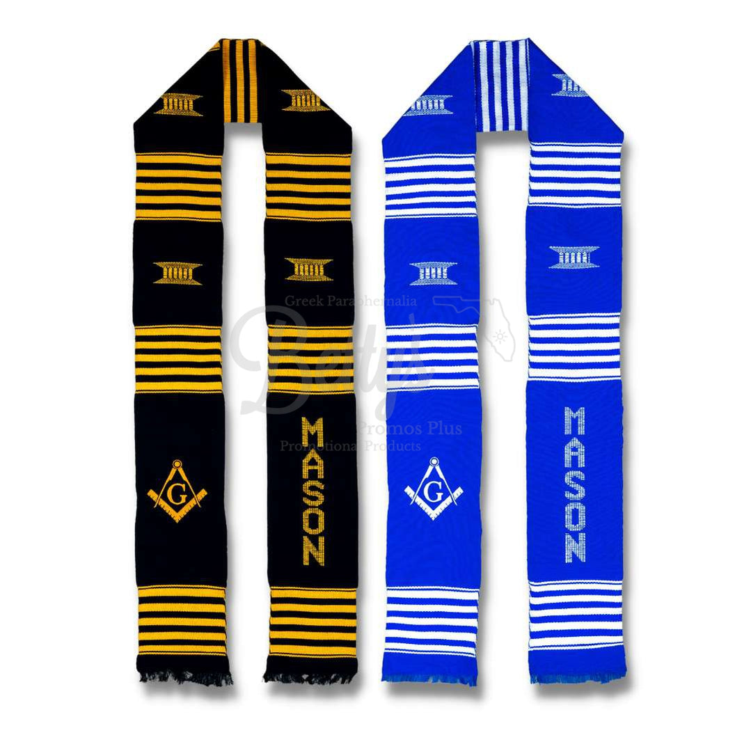 Mason Freemason Masonic Shield Kente Cloth Graduation Stole-Masonic Paraphernalia-Masonic Graduation Stole-Betty's Promos Plus
