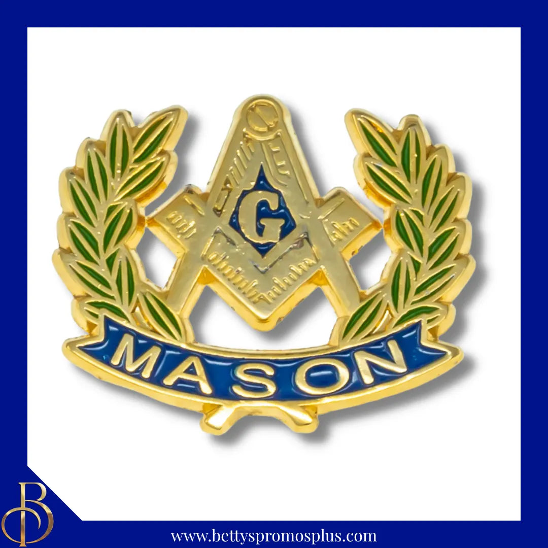 Mason Freemason Masonic Shield Laurel Wreath Lapel Pin-Masonic Paraphernalia-Masonic Lapel Pin-Betty's Promos Plus