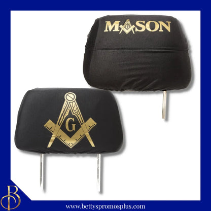 Mason Freemason Shield with Letters Car Seat Headrest Cover-Masonic Paraphernalia-Masonic Headrest Cover-Betty's Promos Plus