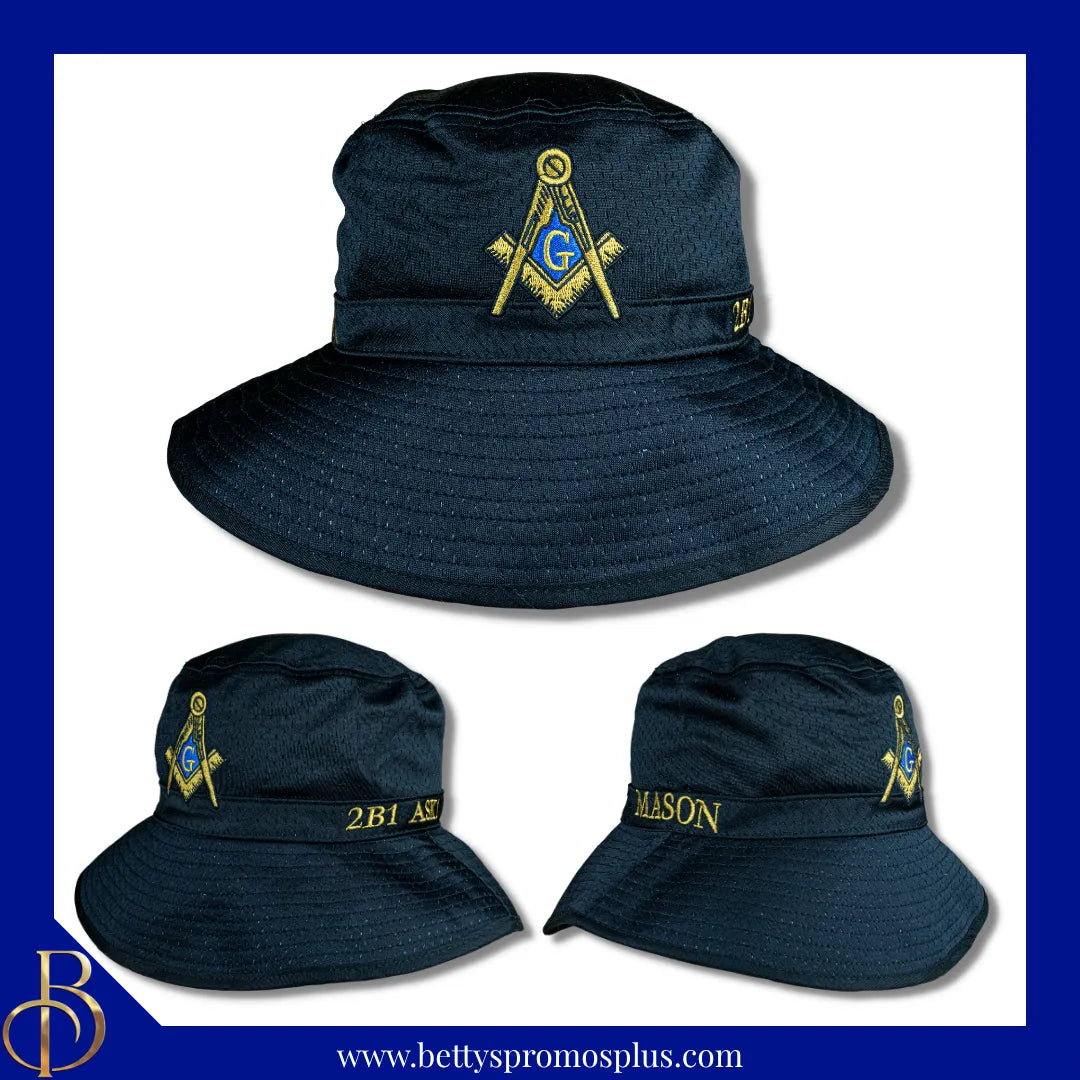 Mason Masonic 2B1 ASK 1 Mesh Flex Fit Embroidered Bucket Hat-Masonic Paraphernalia-Masonic Hats-Betty's Promos Plus