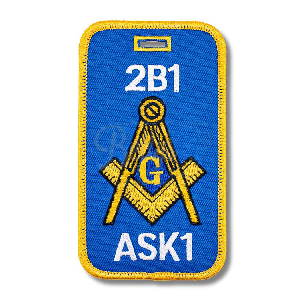 Mason Masonic 2B1 ASK1 Embroidered Luggage Tag-Blue-Masonic Paraphernalia-Masonic Luggage Tag-Betty's Promos Plus