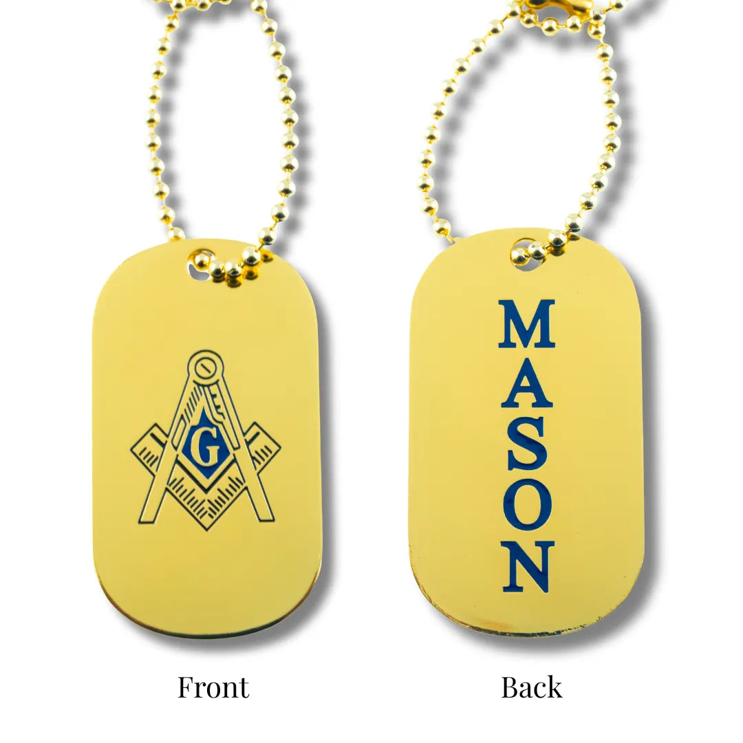 Mason Masonic Dog Tag with MASON and Square & Compass Shield-Gold-Masonic Paraphernalia-Masonic Accessories-Betty's Promos Plus