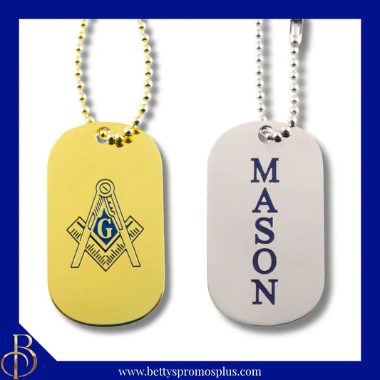Mason Masonic Dog Tag with MASON and Square & Compass Shield-Masonic Paraphernalia-Masonic Accessories-Betty's Promos Plus