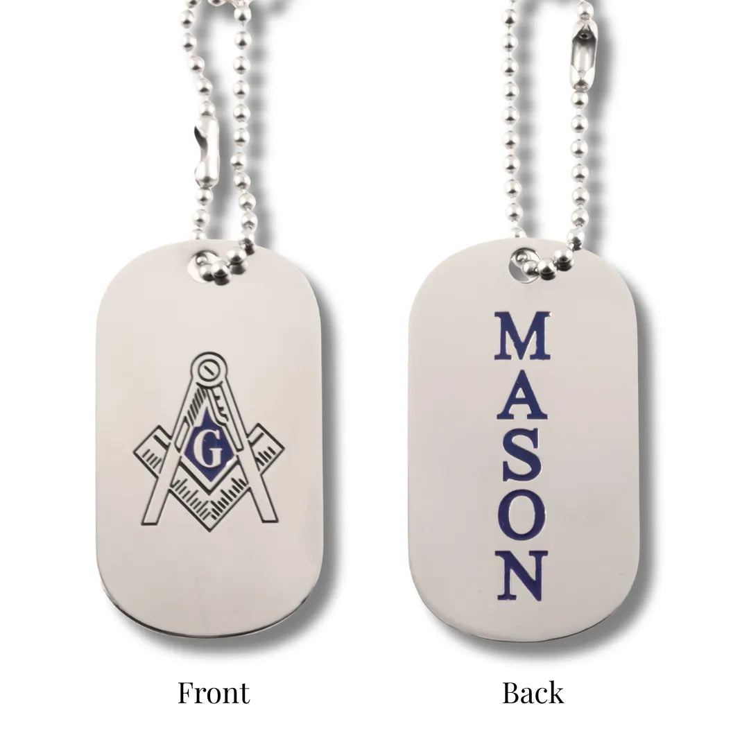 Mason Masonic Dog Tag with MASON and Square & Compass Shield-Silver-Masonic Paraphernalia-Masonic Accessories-Betty's Promos Plus