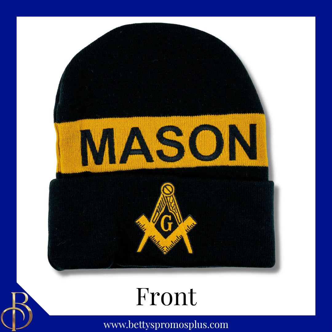 Mason Masonic Embroidered Shield Knit Crest Beanie-Masonic Paraphernalia-Masonic Hats-Betty's Promos Plus