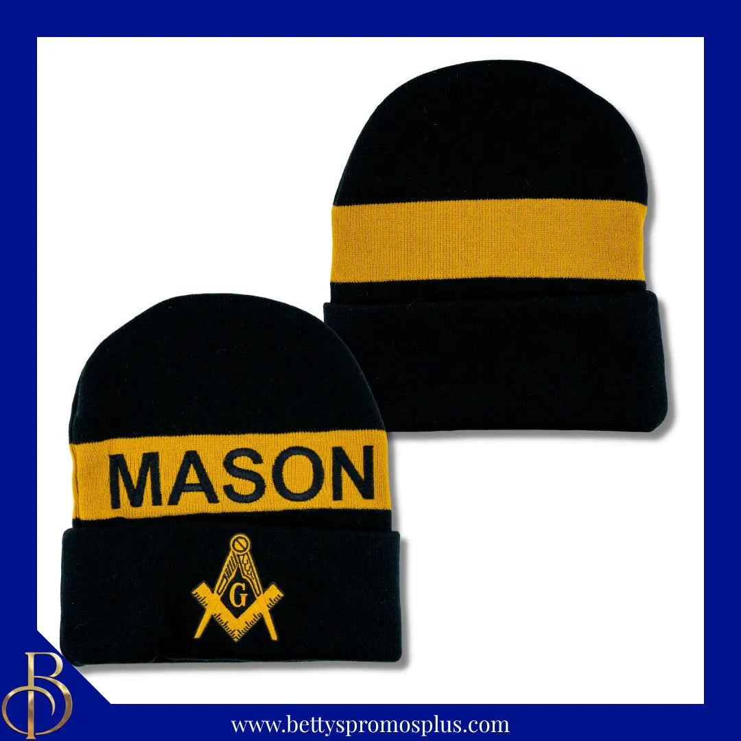 Mason Masonic Embroidered Shield Knit Crest Beanie-Masonic Paraphernalia-Masonic Hats-Betty's Promos Plus