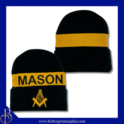 Mason Masonic Embroidered Shield Knit Crest Beanie-Masonic Paraphernalia-Masonic Hats-Betty's Promos Plus