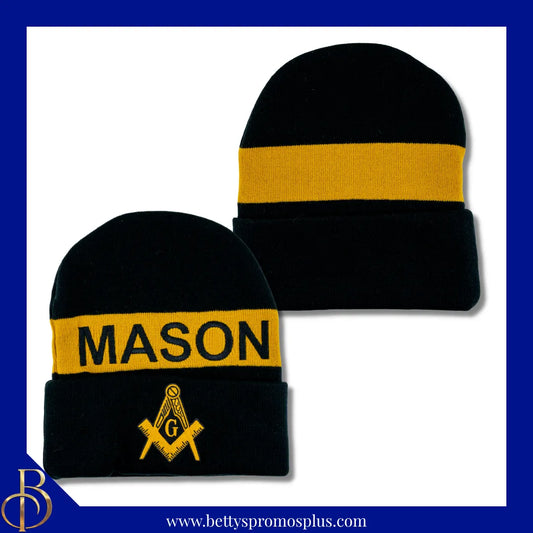 Mason Masonic Embroidered Shield Knit Crest Beanie-Masonic Paraphernalia-Masonic Hats-Betty's Promos Plus