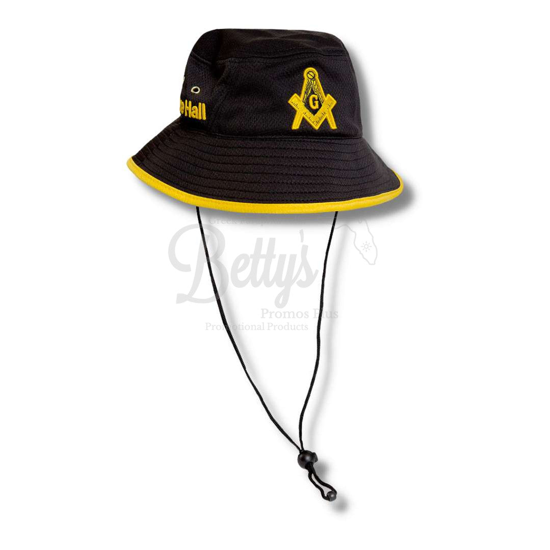 Mason Masonic Prince Hall Embroidered Bucket Hat with Drawstring-Black-Masonic Paraphernalia-Masonic Hats-Betty's Promos Plus