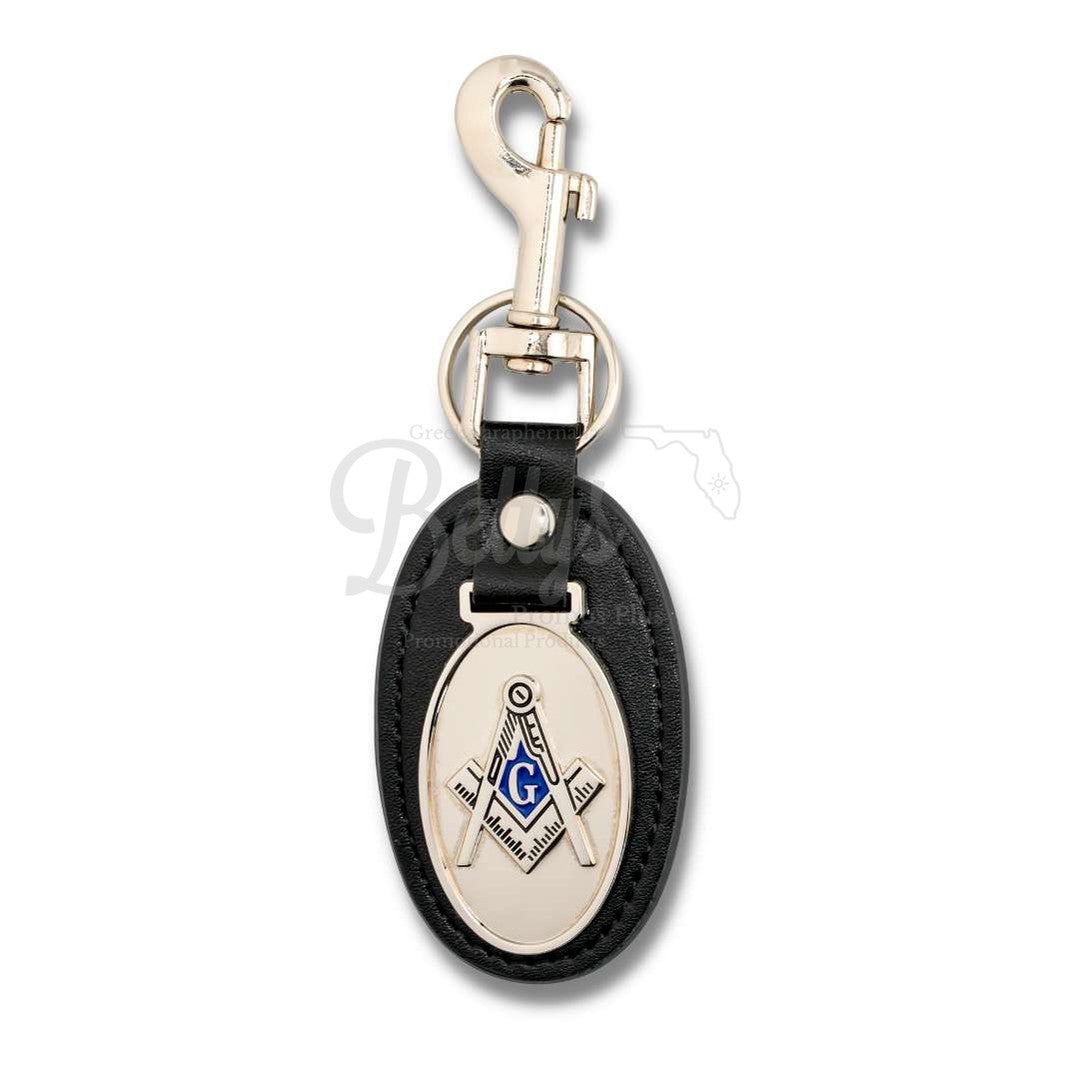 Mason Masonic Shield Leather Key Fob Keychain-Black-Masonic Paraphernalia-Masonic Keychain-Betty's Promos Plus