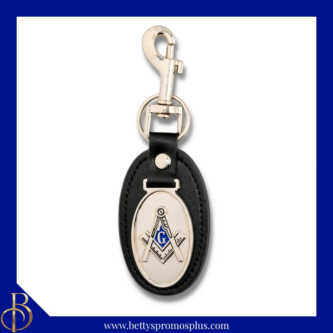 Mason Masonic Shield Leather Key Fob Keychain-Masonic Paraphernalia-Masonic Keychain-Betty's Promos Plus