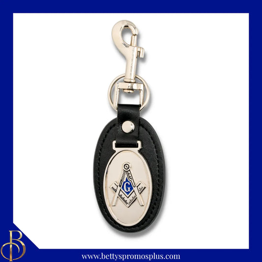 Mason Masonic Shield Leather Key Fob Keychain-Masonic Paraphernalia-Masonic Keychain-Betty's Promos Plus