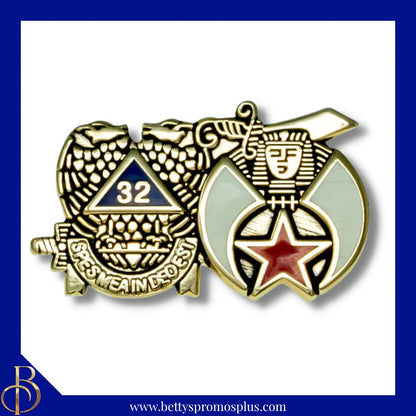 Mason Masonic "Shriner Shield & 32nd Degree Mason" Freemason Lapel Pin-Masonic Paraphernalia-Masonic Lapel Pin-Betty's Promos Plus