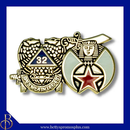 Mason Masonic "Shriner Shield & 32nd Degree Mason" Freemason Lapel Pin-Masonic Paraphernalia-Masonic Lapel Pin-Betty's Promos Plus