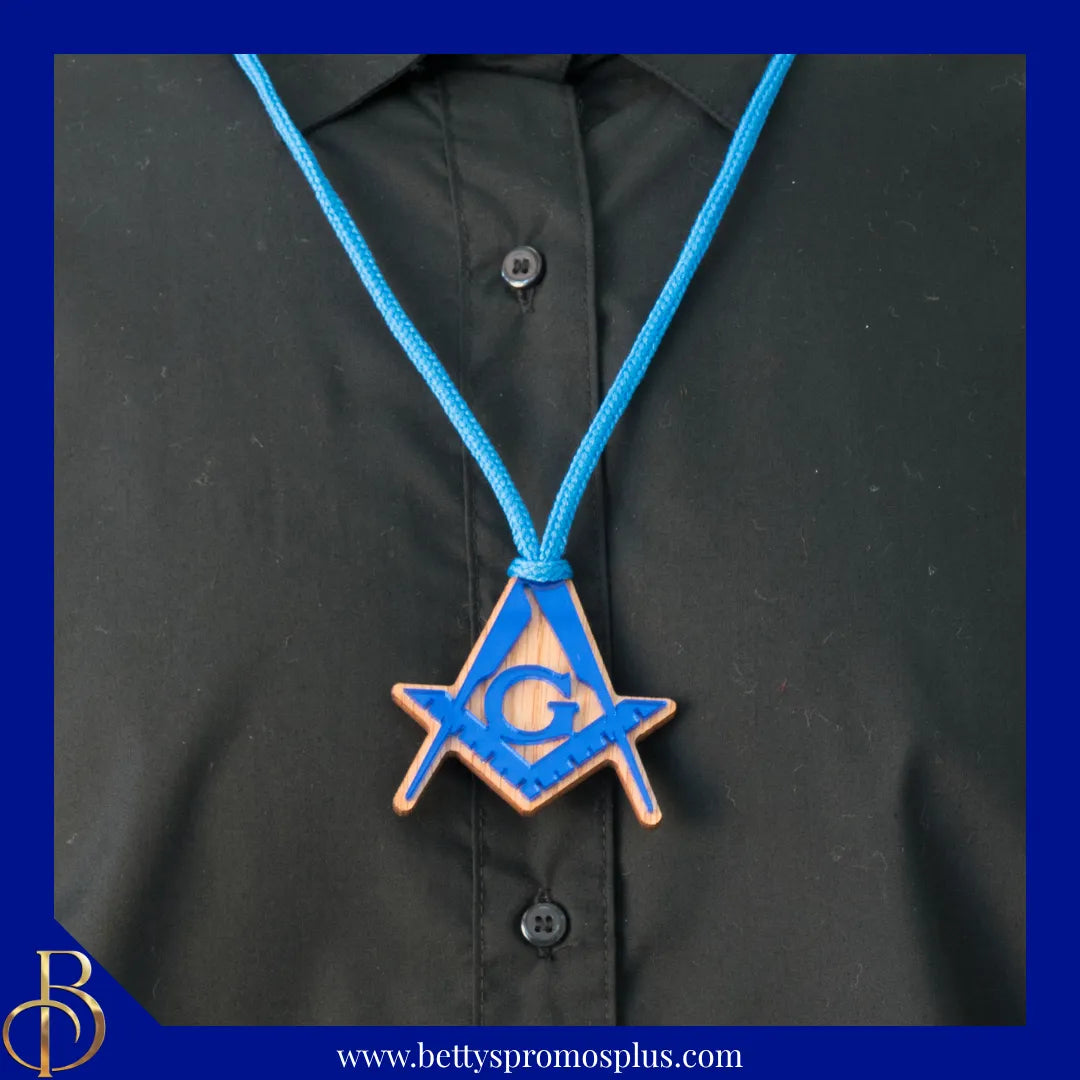 Mason Masonic Wood with Acrylic Crest Tiki Necklace-Masonic Paraphernalia-Masonic Tiki Necklace-Betty's Promos Plus