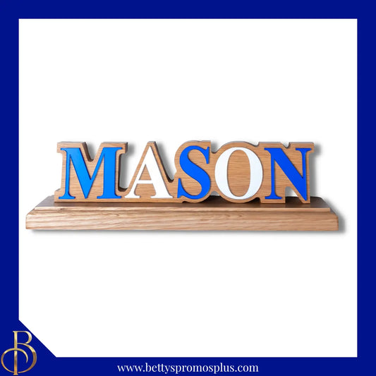 Mason Masonic Wooden Desk Ornament with Mirrored Letters-Masonic Paraphernalia-Masonic Desk Ornament-Betty's Promos Plus
