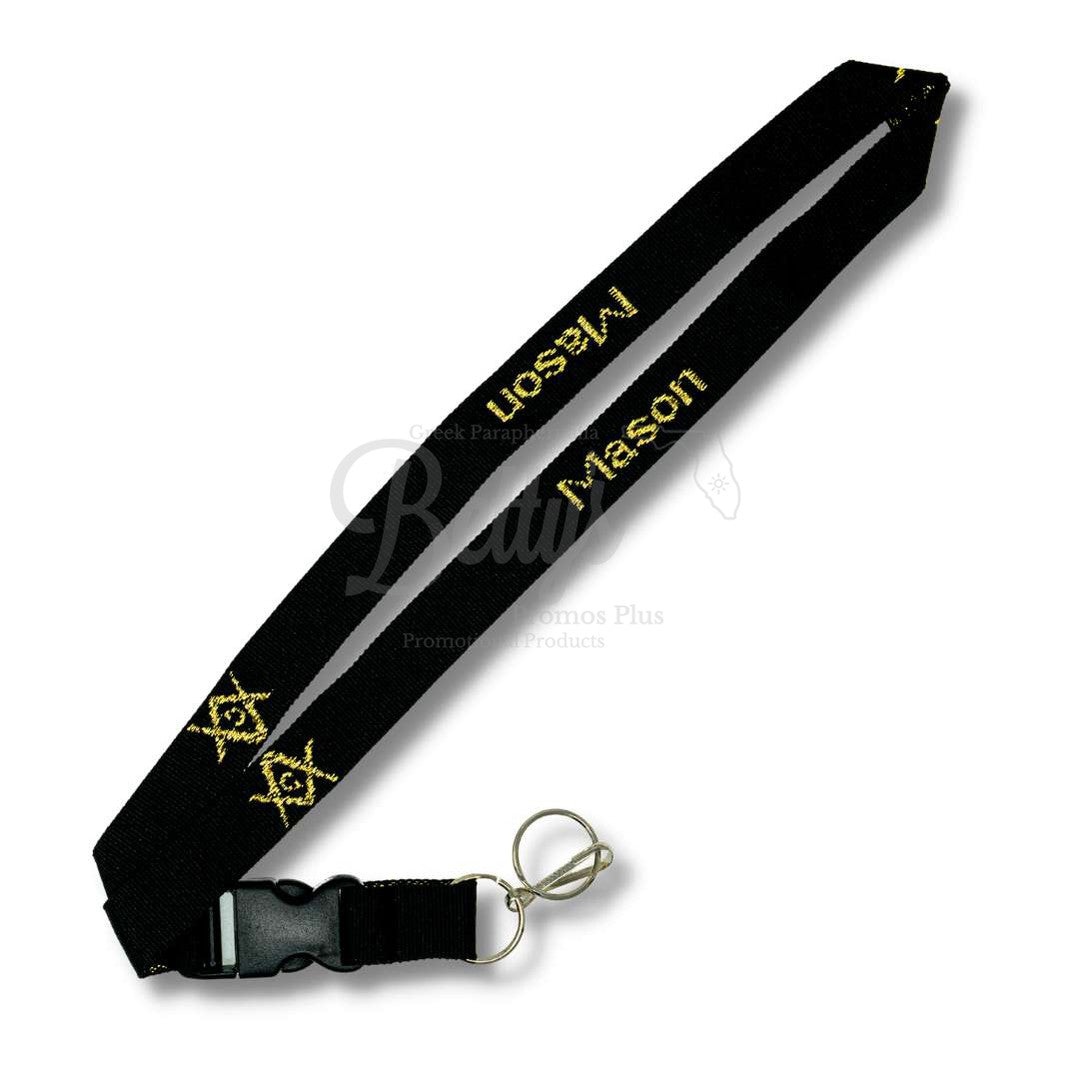 Mason Masonic Woven Embroidered Lanyard-Black-Masonic Paraphernalia-Masonic Luggage Tag-Betty's Promos Plus