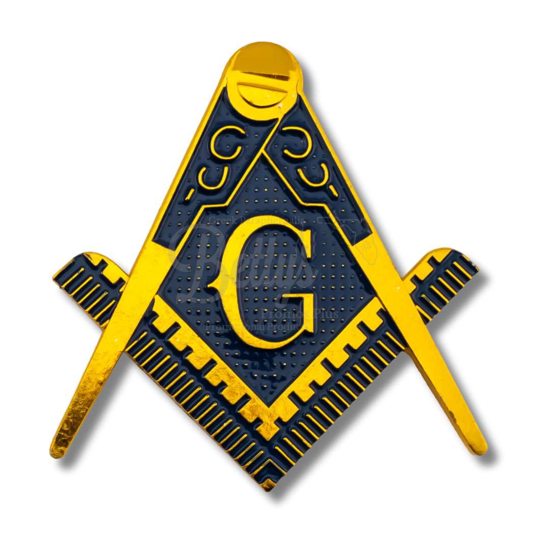 Mason Square & Compasses Car Emblem Masonic Car Badge Decal-Gold-Masonic Paraphernalia-Masonic Lapel Pin-Betty's Promos Plus