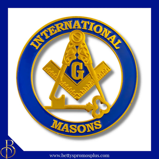 Masonic "International Masons Shield" Car Emblem Freemasons Auto Bumper Decal-Masonic Paraphernalia-Masonic Auto Decal-Betty's Promos Plus