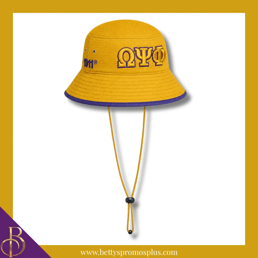 Omega Psi Phi Mesh Flex Fit ΩΨΦ Greek Letters Embroidered Bucket Hat with Drawstring-Omega Psi Phi Paraphernalia-Omega Psi Phi Hats-Betty's Promos Plus