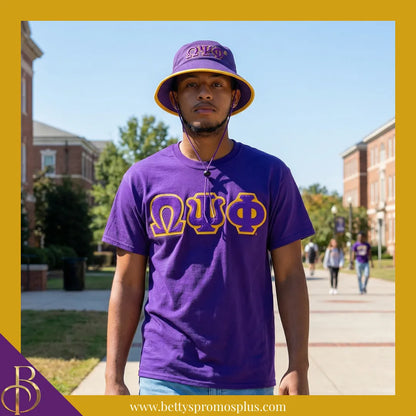 Omega Psi Phi Mesh Flex Fit ΩΨΦ Greek Letters Embroidered Bucket Hat with Drawstring-Omega Psi Phi Paraphernalia-Omega Psi Phi Hats-Betty's Promos Plus