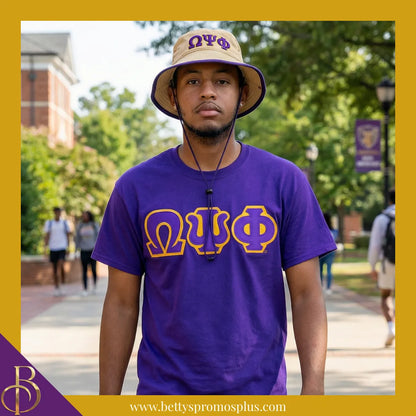 Omega Psi Phi Mesh Flex Fit ΩΨΦ Greek Letters Embroidered Bucket Hat with Drawstring-Omega Psi Phi Paraphernalia-Omega Psi Phi Hats-Betty's Promos Plus