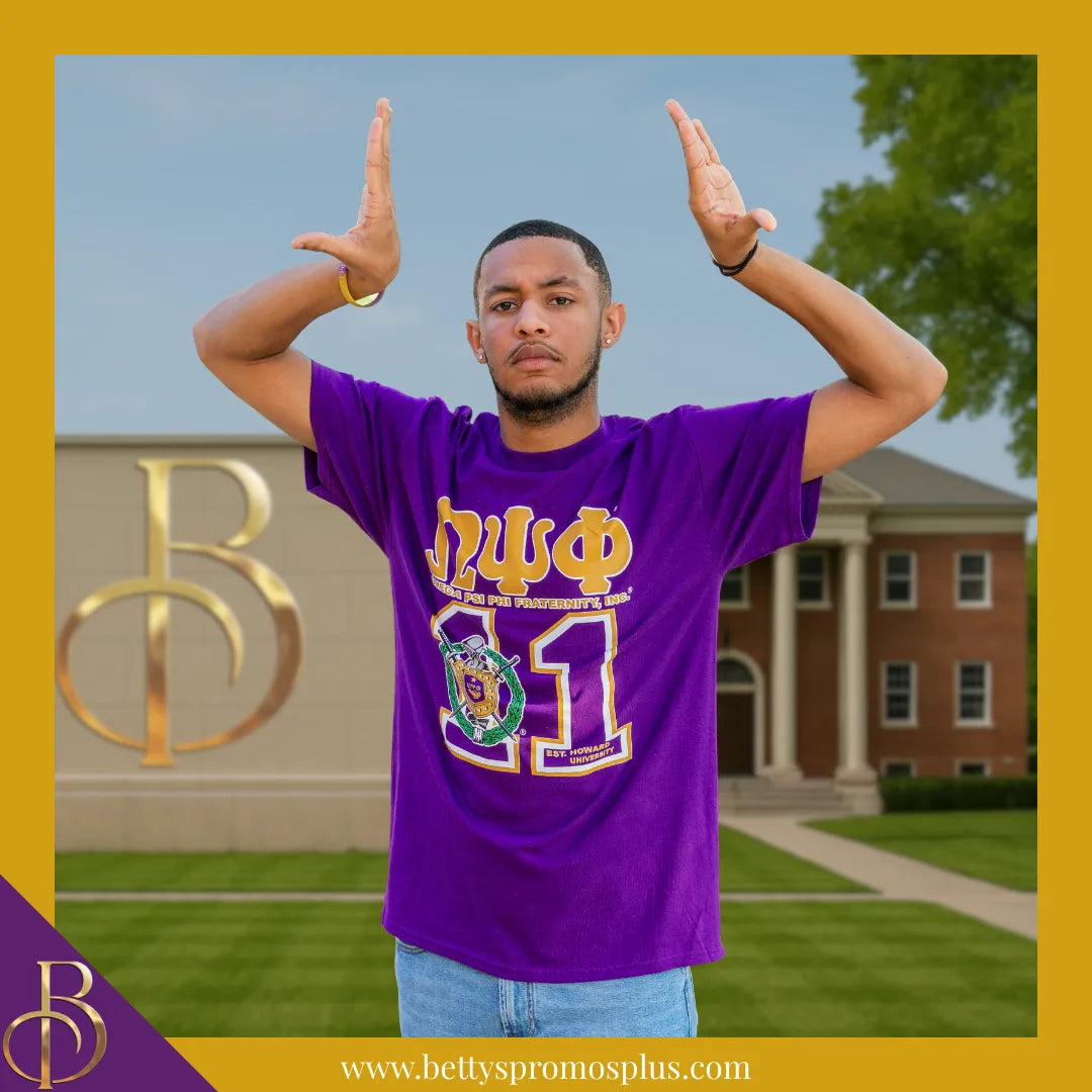 Omega Psi Phi ΩΨΦ 11 Screen Printed T-Shirt - Main Image