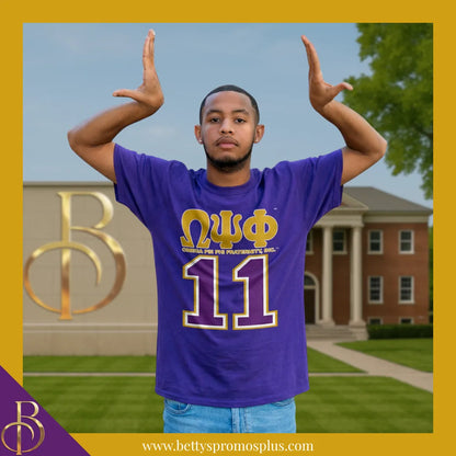 Omega Psi Phi ΩΨΦ 11 Screen Printed T-Shirt-Omega Psi Phi Paraphernalia-Omega Psi Phi T-Shirts-Betty's Promos Plus