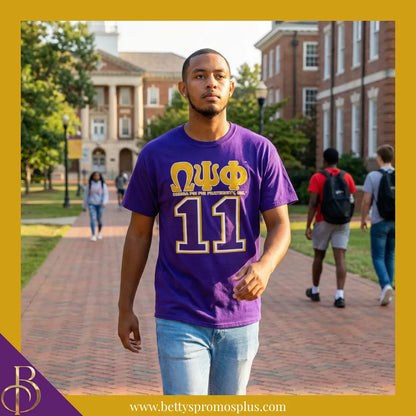 Omega Psi Phi ΩΨΦ 11 Screen Printed T-Shirt-Omega Psi Phi Paraphernalia-Omega Psi Phi T-Shirts-Betty's Promos Plus