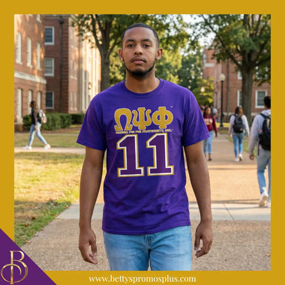 Omega Psi Phi ΩΨΦ 11 Screen Printed T-Shirt-Omega Psi Phi Paraphernalia-Omega Psi Phi T-Shirts-Betty's Promos Plus