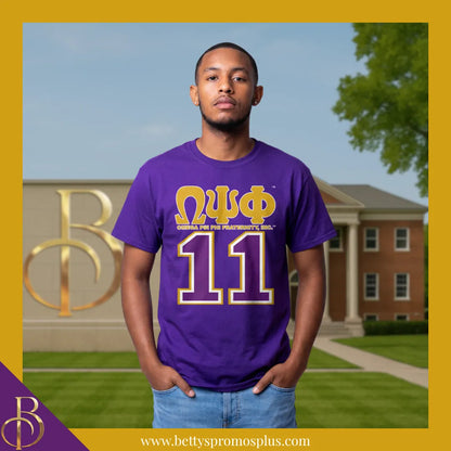 Omega Psi Phi ΩΨΦ 11 Screen Printed T-Shirt-Omega Psi Phi Paraphernalia-Omega Psi Phi T-Shirts-Betty's Promos Plus