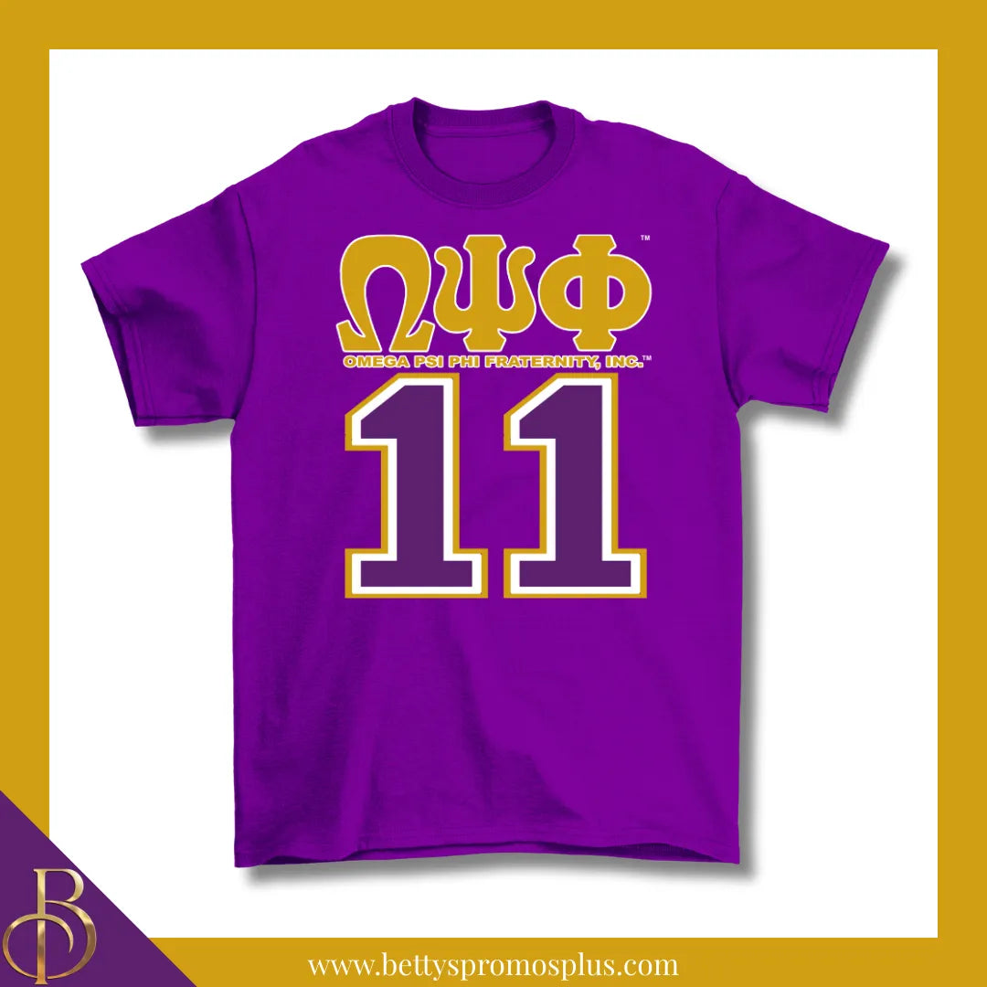 Omega Psi Phi ΩΨΦ 11 Screen Printed T-Shirt-Purple-Small-Omega Psi Phi Paraphernalia-Omega Psi Phi T-Shirts-Betty's Promos Plus