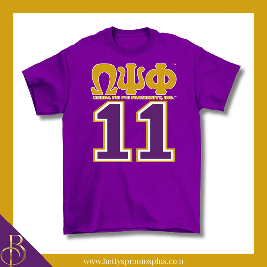 Omega Psi Phi ΩΨΦ 11 Screen Printed T-Shirt-Purple-Small-Omega Psi Phi Paraphernalia-Omega Psi Phi T-Shirts-Betty's Promos Plus