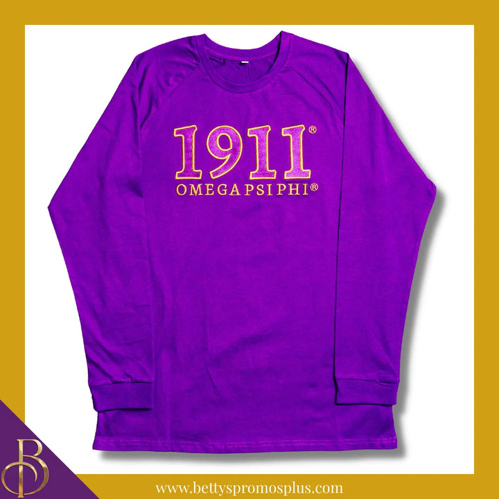 Omega Psi Phi ΩΨΦ 1911 Embroidered Long Sleeve T-Shirt