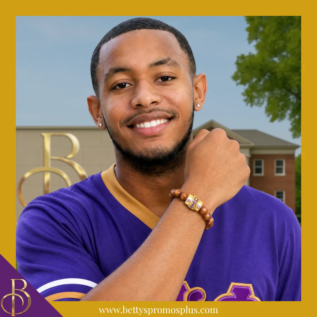 Omega Psi Phi ΩΨΦ 1911 Natural Wood Beaded Bracelet-Omega Psi Phi Paraphernalia-Omega Psi Phi Bracelet-Betty's Promos Plus