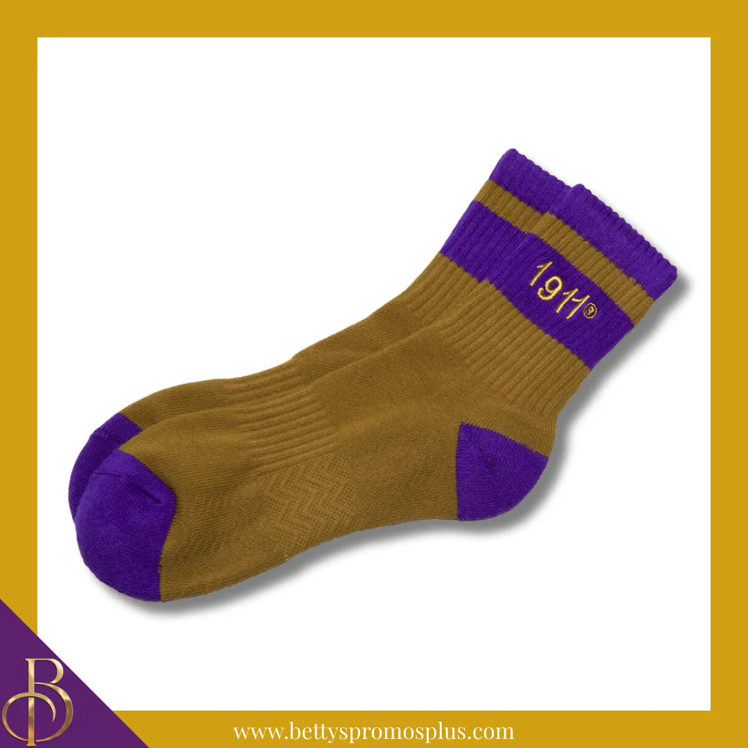 Omega Psi Phi ΩΨΦ 1911 Quarter Socks-Gold-Omega Psi Phi Paraphernalia-Omega Psi Phi Socks-Betty's Promos Plus