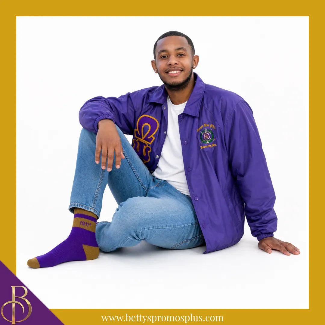 Omega Psi Phi ΩΨΦ 1911 Quarter Socks-Omega Psi Phi Paraphernalia-Omega Psi Phi Socks-Betty's Promos Plus